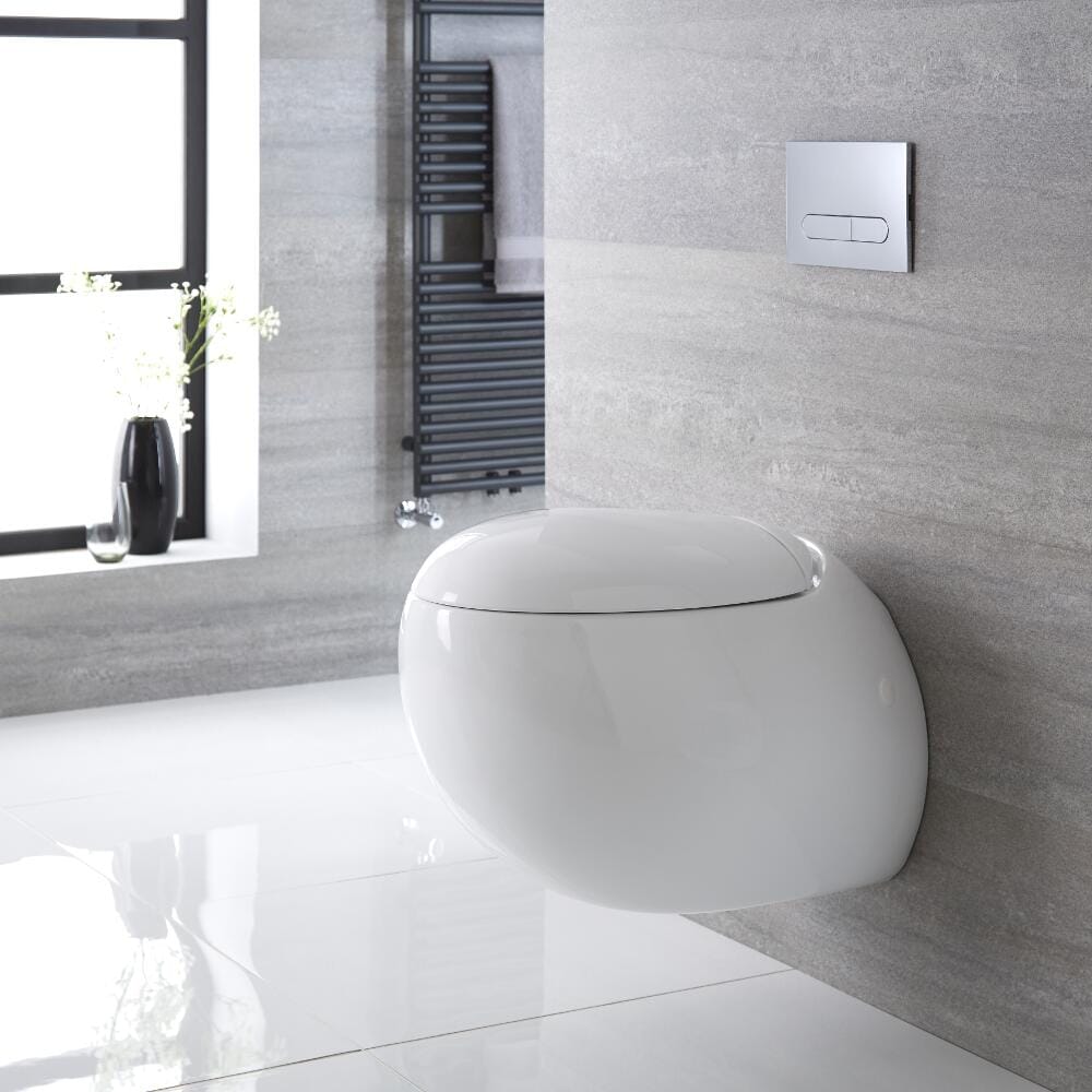  Sanitario Bagno WC Ovale Sospeso 405x340x575mm con Sedile Copri WC Soft Close -  Langtree