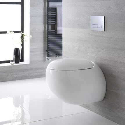 Sanitario Bagno WC Ovale Sospeso 405x340x575mm con Sedile Copri WC Soft Close -  Langtree