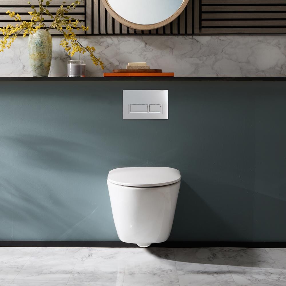  Sanitario WC Moderno Sospeso con Sedile a Chiusura Ammortizzata - Bianco - Sutton