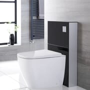 Sanitario-Bidet Filo Parete Bianco Stile Giapponese Completo di Cassetta di Scarico Nera - 500mm - Saru