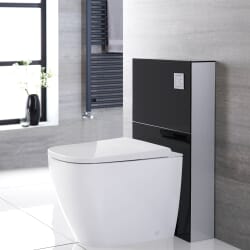 Sanitario-Bidet Filo Parete Bianco Stile Giapponese Completo di Cassetta di Scarico Nera - 500mm - Saru