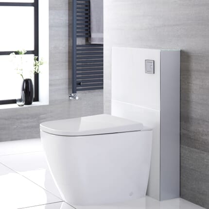 Sanitario-Bidet Filo Parete Stile Giapponese Completo di Cassetta di Scarico - Finitura Bianca - 500mm - Saru