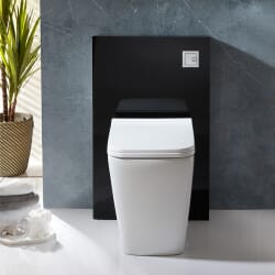 Sanitario Filoparete Nero da 500 mm Completo di Sedile con Chiusura Ammortizzata - Saru