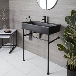 Consolle con Lavabo e Struttura Nera da 750 mm - Nox