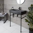 Consolle con Lavabo e Struttura Nera da 750 mm - Nox