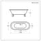 Vasca da Bagno Freestanding a Doppia Estremità con Bordo Arrotondato - 1780 x 825mm - Diversi Piedini Disponibili - Legend
