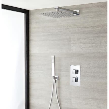 Kit Doccia Completo di Miscelatore Termostatico Incasso a Due Vie con Soffione Ultrapiatto