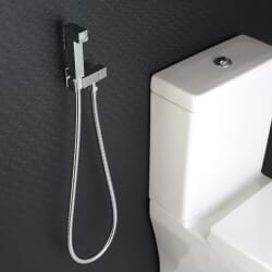 Kit Doccia Igienica per Sanitario con Doccetta, Clip Murale di Supporto e Flessibile