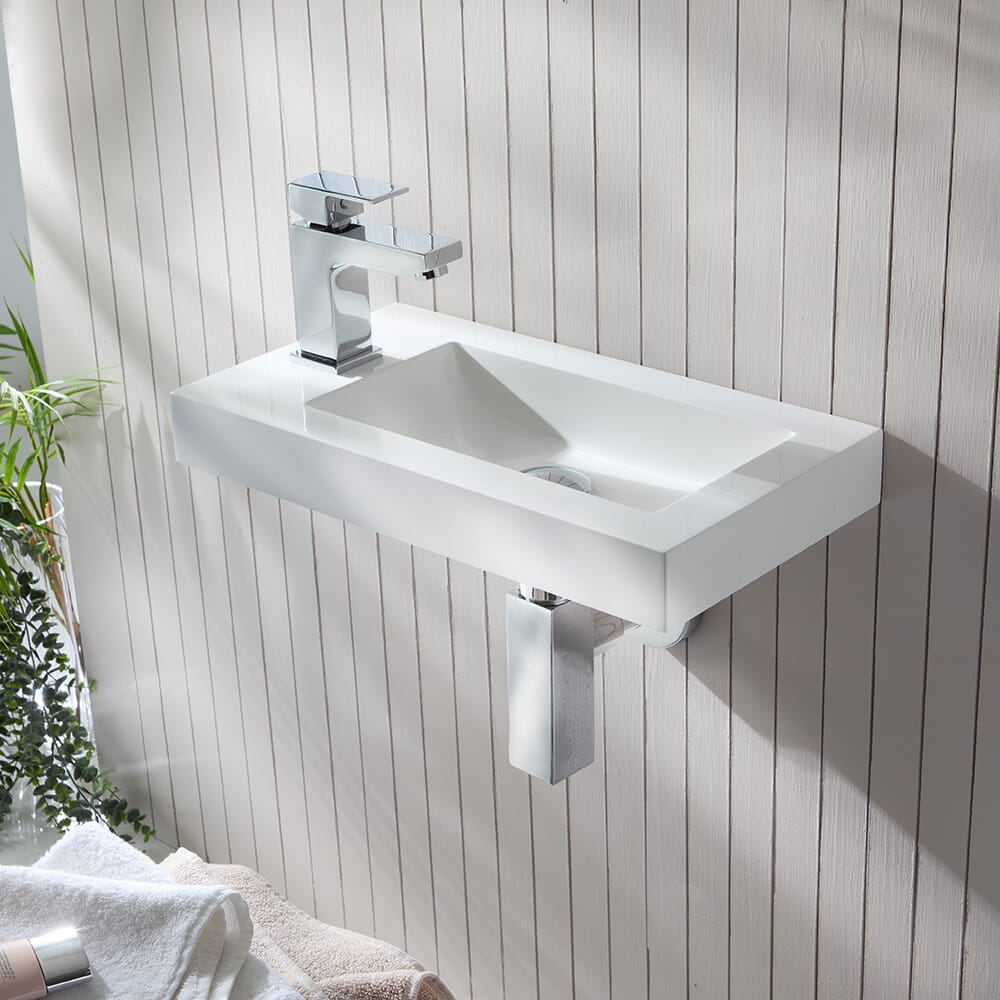 Lavabo Bagno Sospeso Rettangolare - 440mm x 235mm  (1 foro per Rubinetto) - Sandford