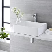 Lavabo Bagno da Appoggio Quadrato in Ceramica 490x390mm - Haldon