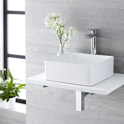 Lavabo Bagno da Appoggio Quadrato in Ceramica 370x370mm - Alswear
