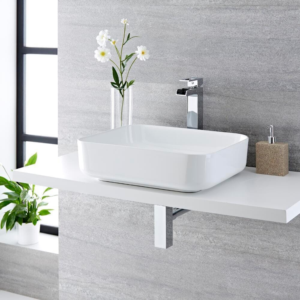 Lavabo Bagno da Appoggio Rettangolare in Ceramica 500x400mm - Milton