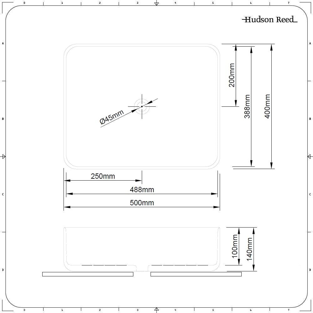 Lavabo Bagno da Appoggio Rettangolare in Ceramica 500x400mm - Milton