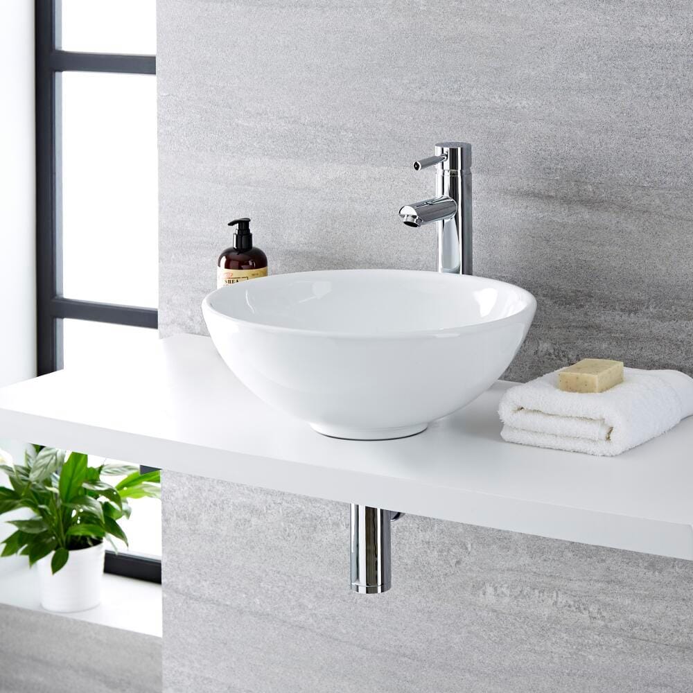 Lavabo Bagno da Appoggio Tondo in Ceramica 400x400mm - Ashbury