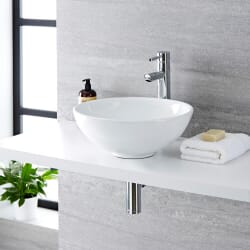 Lavabo Bagno da Appoggio Tondo in Ceramica 400x400mm - Ashbury