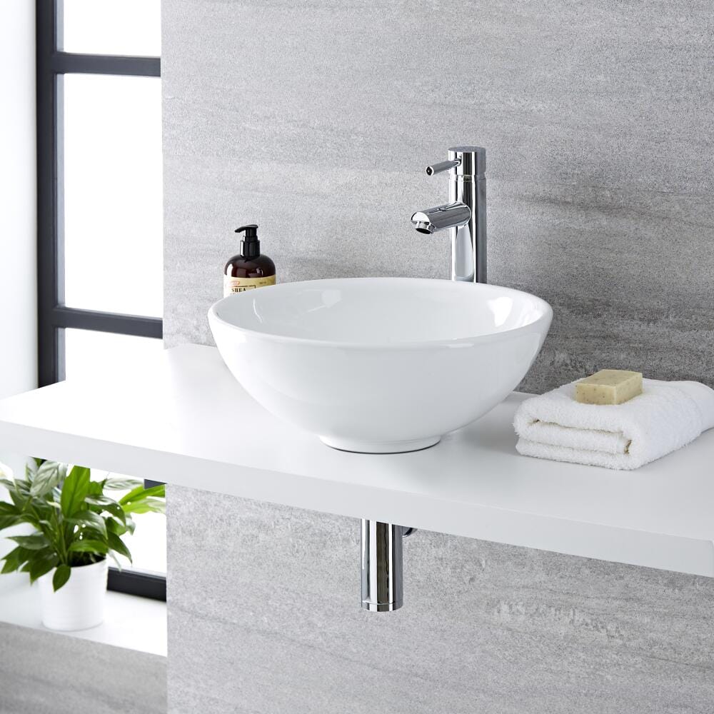 Lavabo Bagno da Appoggio Tondo in Ceramica 400x400mm - Ashbury