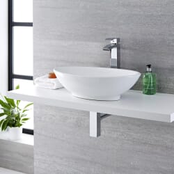 Lavabo Bagno da Appoggio Ovale - 520x320mm - con Rubinetto Miscelatore - Kenton