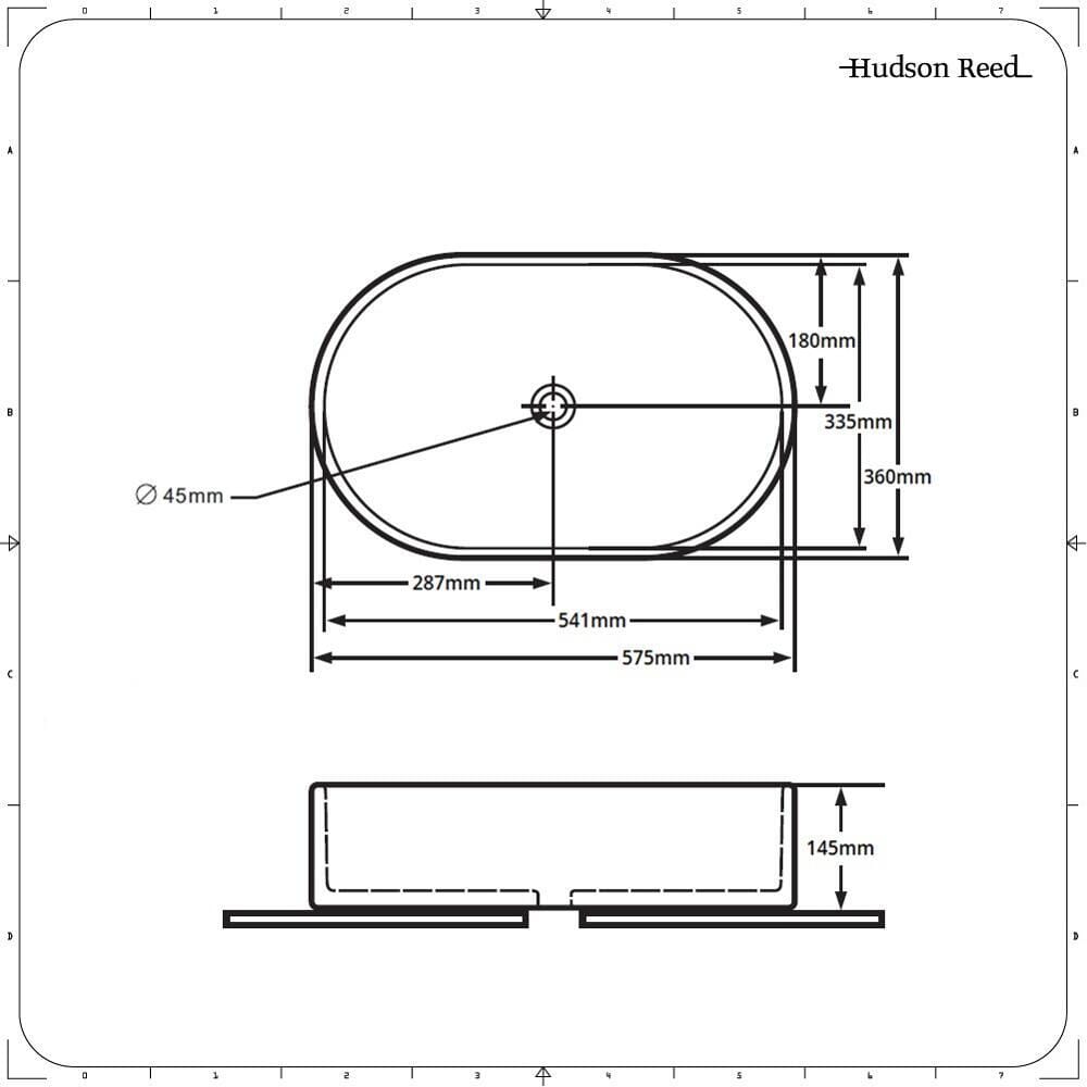 Lavabo Bagno da Appoggio in Ceramica Ovale 575mm x 360mm - Otterton
