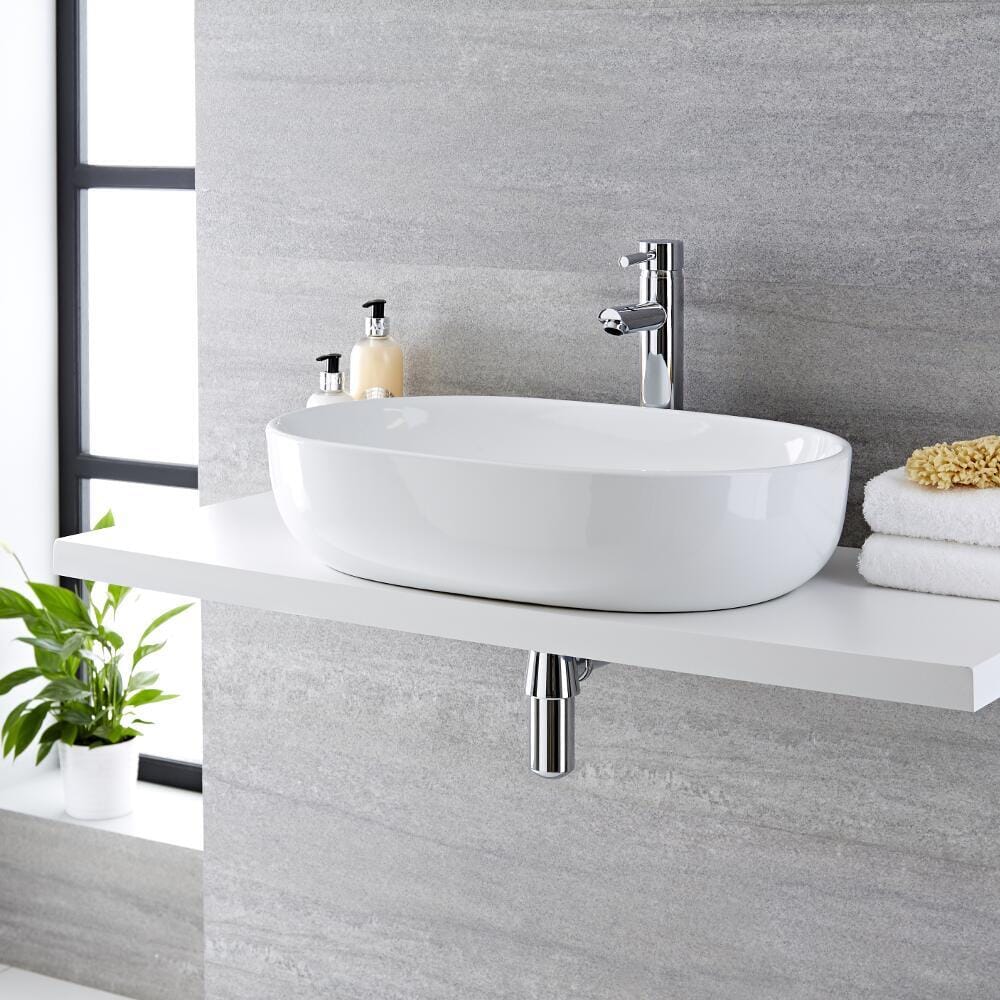 Lavabo Bagno da Appoggio in Ceramica Ovale 590x425mm - Otterton