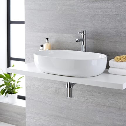 Lavabo Bagno da Appoggio in Ceramica Ovale 590x425mm - Otterton