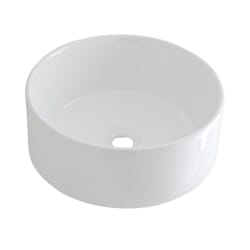 Lavabo Bagno da Appoggio Tondo in Ceramica 400x400mm con Rubinetto Miscelatore Murale - Covelly