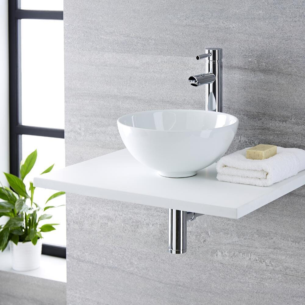 Lavabo Bagno da Appoggio Tondo in Ceramica 320x320mm - Ashbury