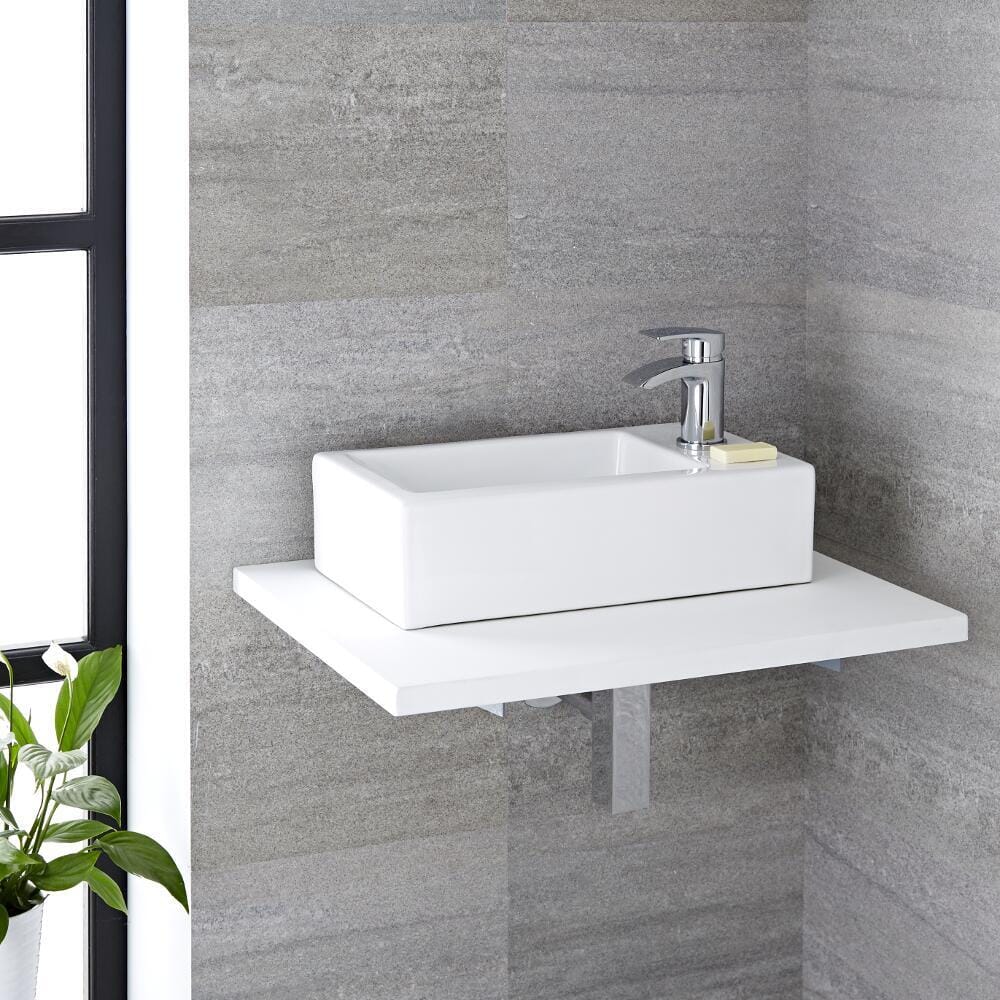 Lavabo Bagno da Appoggio in Ceramica Rettangolare 450x250mm - Sandford