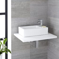 Lavabo Bagno da Appoggio in Ceramica Rettangolare 450x250mm - Sandford
