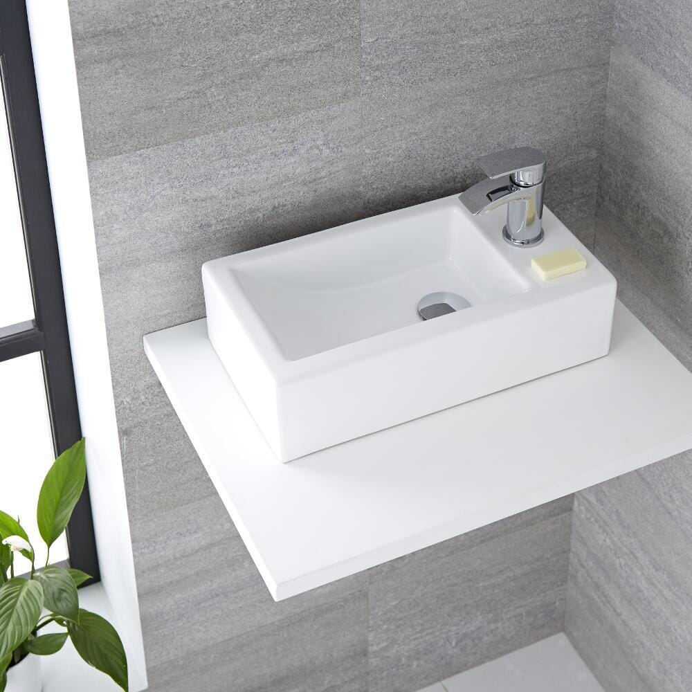 Lavabo Sospeso Rettangolare Bianco Opaco 80x40cm - Design Moderno Per Bagno Casa E Hotel - Foto 6