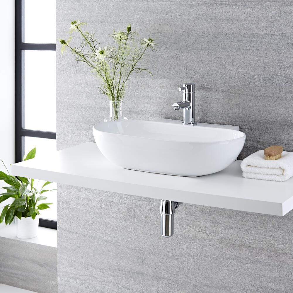 Lavabo Bagno da Appoggio in Ceramica Ovale 555x395mm - Otterton