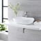 Lavabo Bagno da Appoggio Sospeso in Ceramica Ovale 555x395mm con Rubinetto Monoforo - Otterton