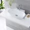 Lavabo Bagno da Appoggio Sospeso in Ceramica Ovale 555x395mm con Rubinetto Monoforo - Otterton