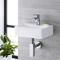 Lavabo Bagno Sospeso in Ceramica Rettangolare 360x250mm - Sandford