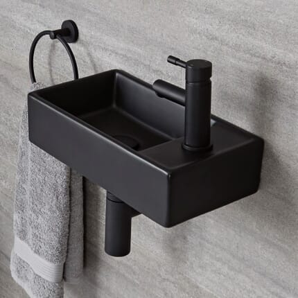Lavabo Bagno Sospeso Rettangolare Nero – 400mm x 220mm – Nox