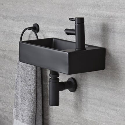Lavabo Bagno Sospeso Rettangolare Nero – 400mm x 220mm – Nox