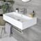 Lavabo Sospeso Bianco Rettangolare con Porta Salviette Cromato 605mm x 430mm - Sandford