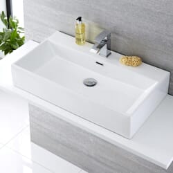 Lavabo Bagno Sospeso in Ceramica Rettangolare 750x420mm - Sandford