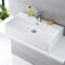 Lavabo Bagno da Appoggio Sospeso in Ceramica Rettangolare 750x420mm Con Mini Rubinetto Miscelatore - Sandford