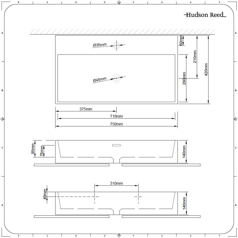 Lavabo Bagno da Appoggio in Ceramica Rettangolare 750x420mm - Sandford