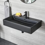 Lavabo Bagno Sospeso Rettangolare Nero – 750mm x 420mm – Nox