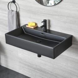 Lavabo Bagno Sospeso Rettangolare Nero – 750mm x 420mm – Nox