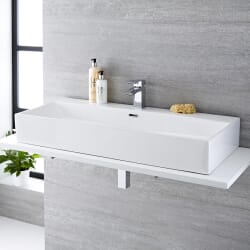 Lavabo Bagno da Appoggio Rettangolare in Ceramica 1000x420mm - Sandford