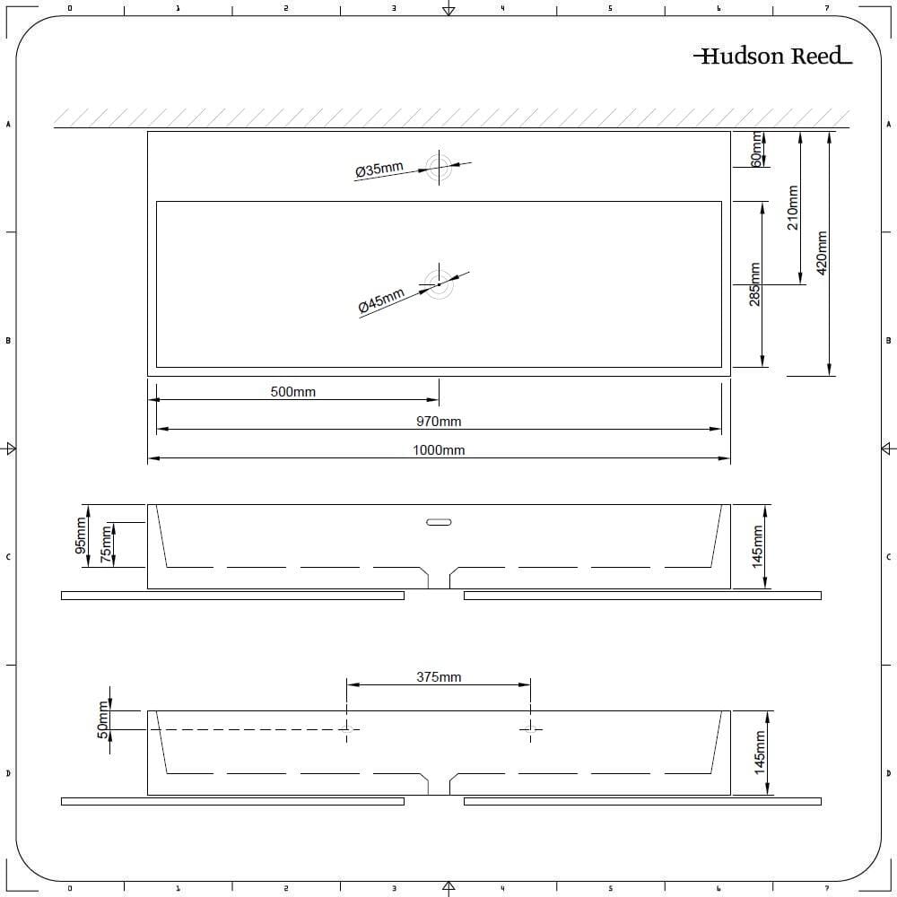 Lavabo Bagno da Appoggio Rettangolare in Ceramica 1000x420mm - Sandford