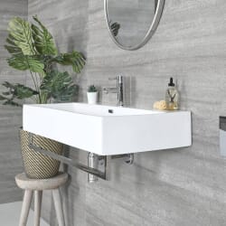Lavabo Sospeso Bianco Rettangolare con Porta Salviette Cromato 1010mm x 425mm - Sandford