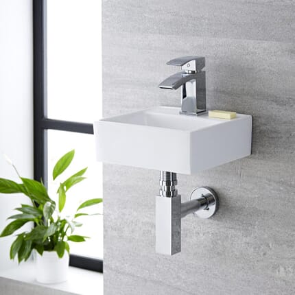 Lavabo Bagno Sospeso Quadrato in Ceramica 280x280mm - Halwell