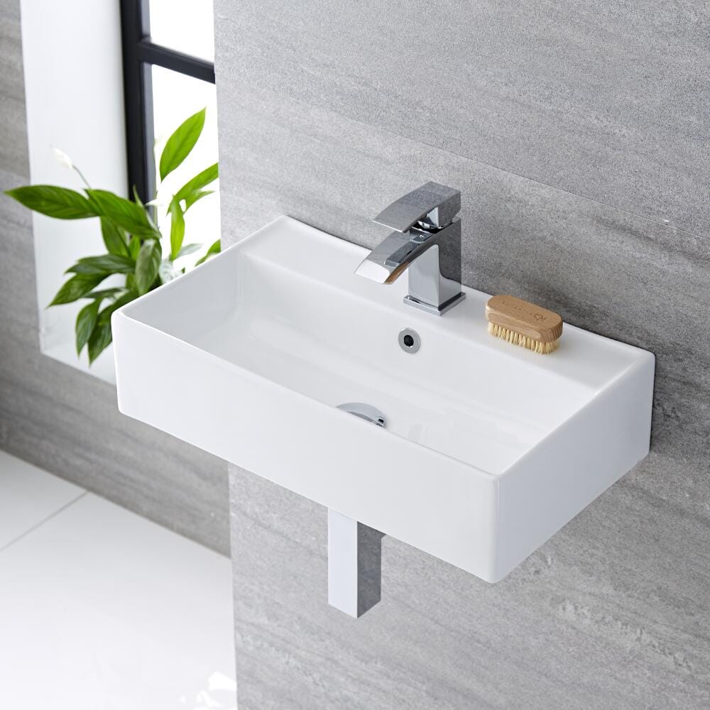 Lavabo Bagno Sospeso Rettangolare in Ceramica 550x310mm - Halwell