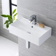 Lavabo Bagno Sospeso Rettangolare in Ceramica 550x310mm - Halwell