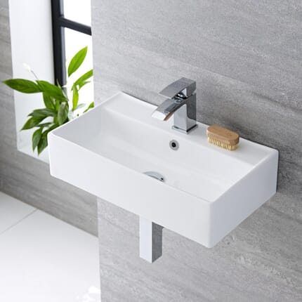 Lavabo Bagno Sospeso Rettangolare in Ceramica 550x310mm - Halwell