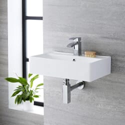 Lavabo Bagno Sospeso Rettangolare in Ceramica 550x310mm - Halwell