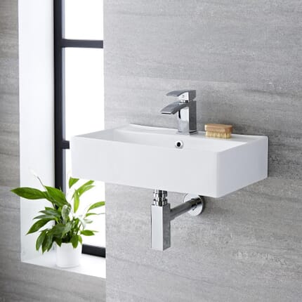Lavabo Bagno Sospeso Rettangolare in Ceramica 550x310mm - Halwell